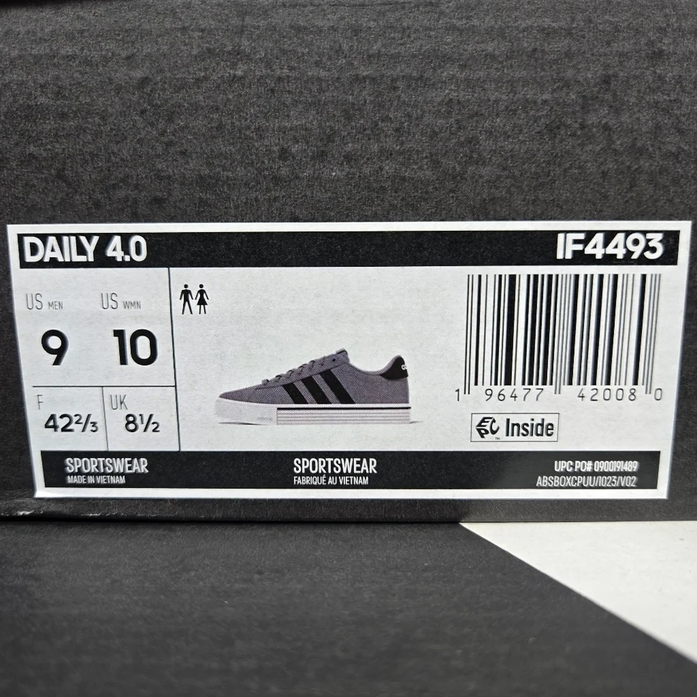 New adidas Daily 4.0 Grey Core Black Men's Shoes Size 9